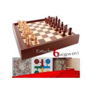 6 JUEGOS EN 1: PARCHIS, OCA, AJEDREZ, ESCALERA, DAMAS y BACKGAMON